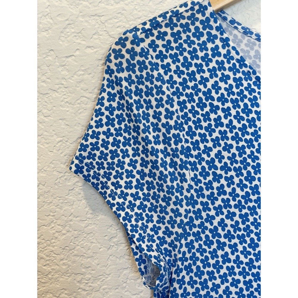 Boden Amelia Jersey Fit/Flare Dress US 8L Blue Floral Knee Length Pockets J0326 - Picture 4 of 11